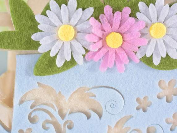 Bolso de mano de tela FlowerMarket con tallas y flores apl