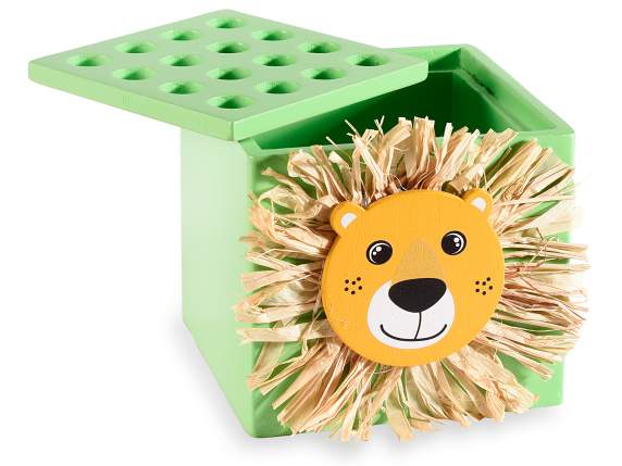 Caja de almacenamiento de madera con tapa para animales y bo