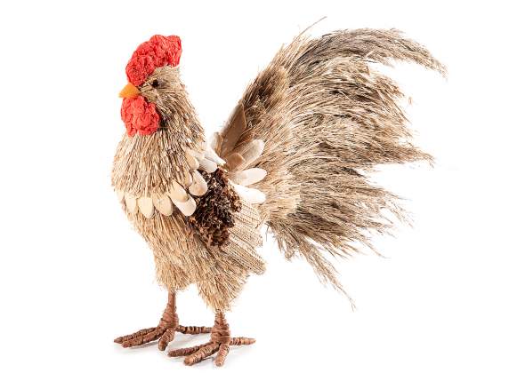 Gallo de fibra natural con cola de púas.