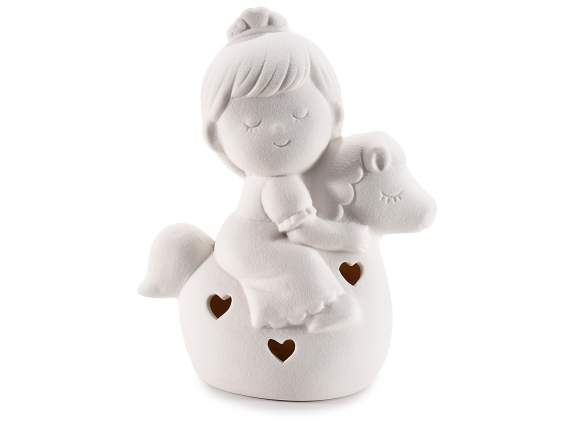 Princesa de porcelana a caballo con corazones y luces LED