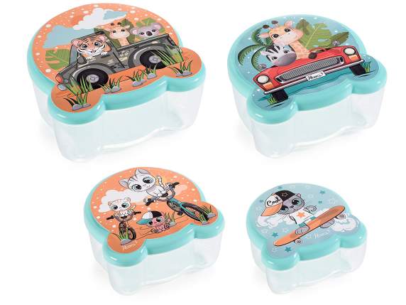 Set de 4 recipientes snack en polipropileno Animals