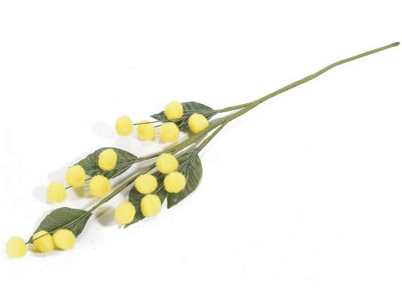 Ramillete de mimosa artificial con flor en flocado