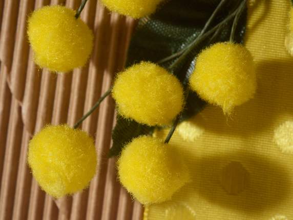 Ramillete de mimosa artificial con flor en flocado