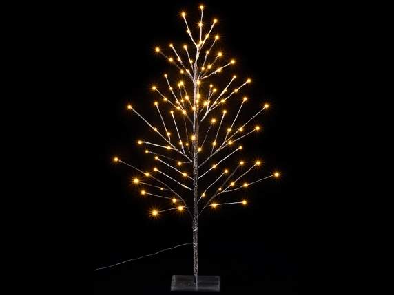 Albero natalizio marrone innevato c/96 luci LED bianco caldo