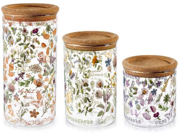 Juego de 3 tarros de cristal para alimentos con estampado