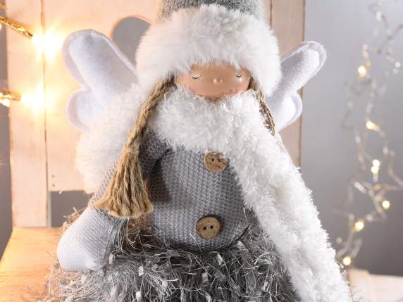 Ange en tissu à longues jambes avec chapeau malléable