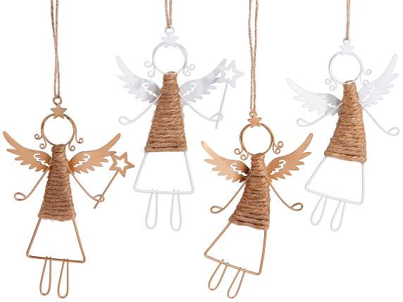Ángel de metal y cuerda para colgar