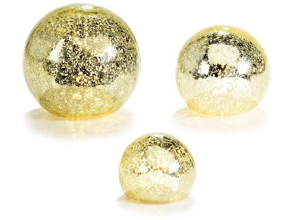 Set de 3 lampi sfere aurii cu lumina LED alba calda