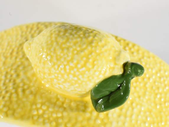 Borcan alimentar din ceramică în formă de felie de lămâie