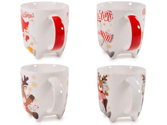 Cana de Craciun din portelan 300ml cu picioare
