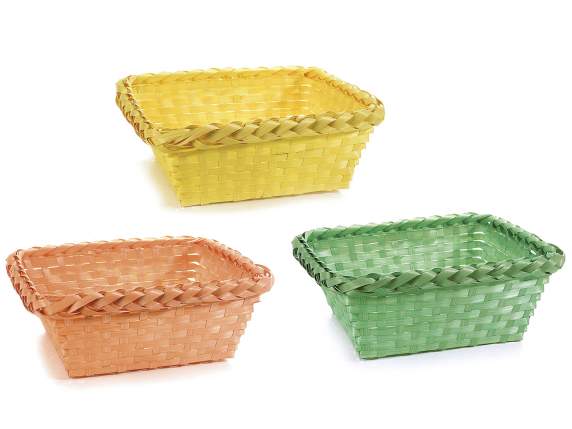 Coș dreptunghiular din bambus colorat