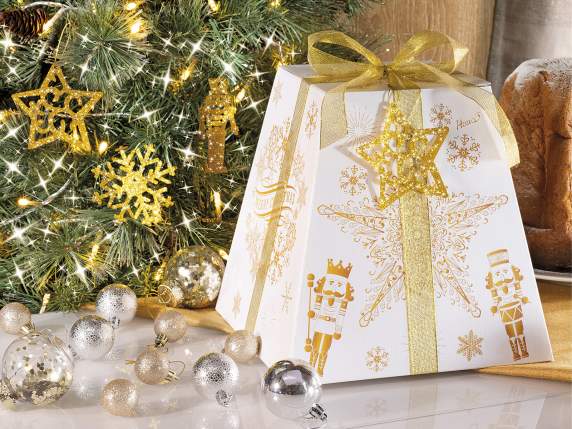 Cutie de carton pentru pandoro-panettone cu panglica