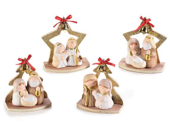 Natere din teracota cu baza din lemn, clopot i arc