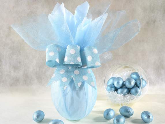 Panglică textilă de 38 mm cu imprimeu cu buline albe