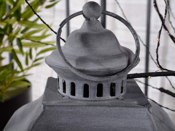 Set 2 felinare din lemn cu acoperi metalic i sculptura