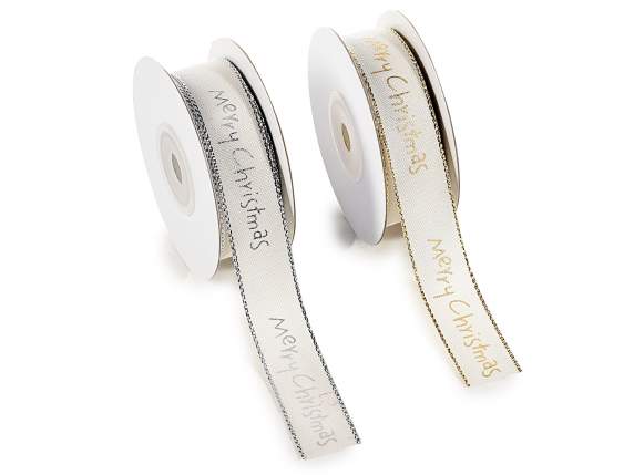 Panglica din material textil de 20 mm Merry Christmas