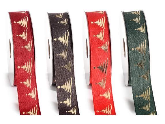 Panglica din material textil de 25 mm cu imprimeu auriu