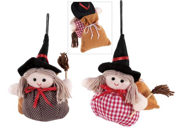 Befana - Vrăjitoare cu pungă de dulciuri din pânză agățată