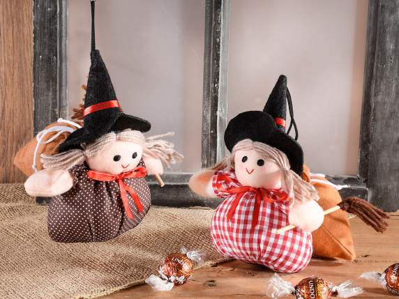 Befana - Vrăjitoare cu pungă de dulciuri din pânză agățată