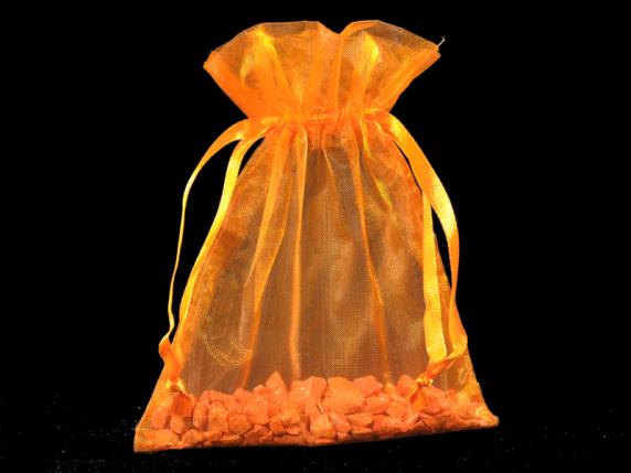 Geanta din organza portocalie flacara 12x16 cm cu cravata