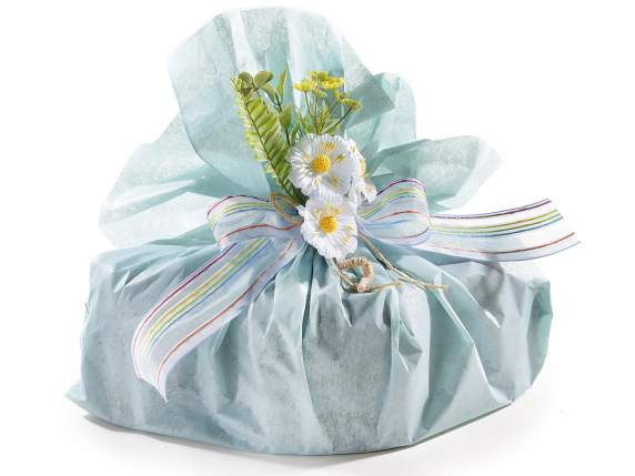 Panglică din organza curcubeu de 38 mm cu cusături în relief