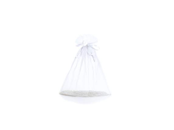 Geanta din organza alba ca zapada 23x30 cm cu cravata