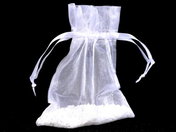 Geanta din organza alba ca zapada 12x16 cm cu cordon