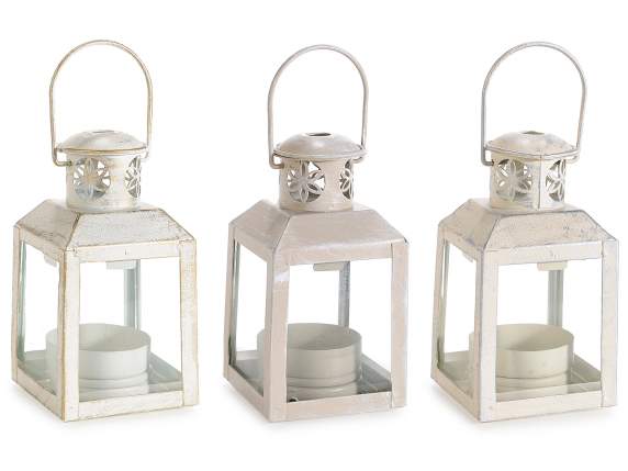 Antiqued metal tealight lantern