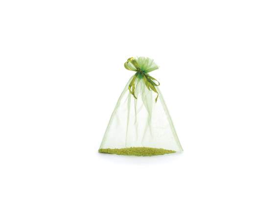 Apple green organza bag 23x30 cm with tie