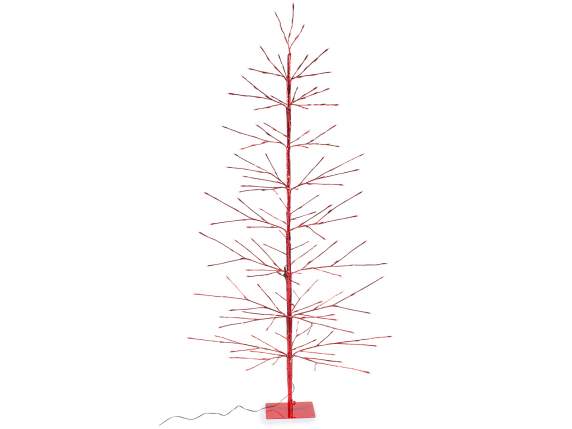 Árbol rojo de 1,80 m con 232 LED blanco cálido, 107 ramas