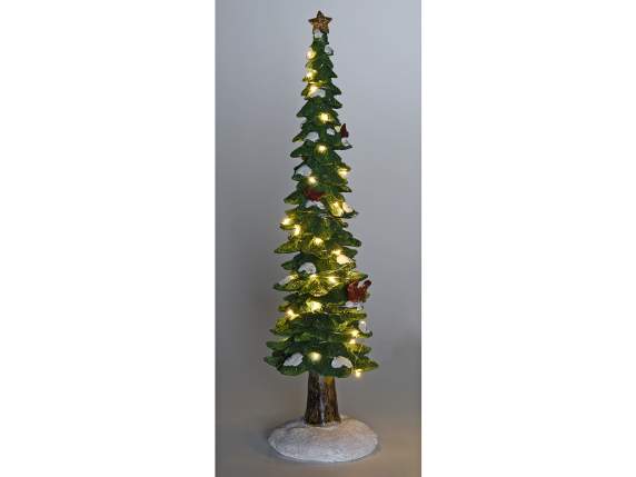 Árbol de Navidad de resina con estrella dorada y luces LED.