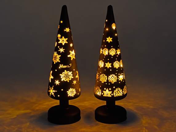 Arbre en verre avec lumières LED blanc chaud
