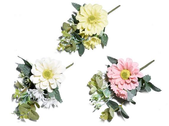 Fabric daisy with artificial flowers