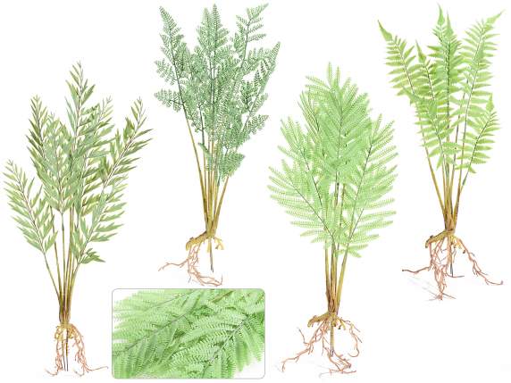 Artificial fern bunch with roots