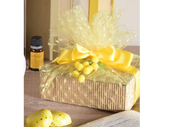 Artificial mimosa sprig with flocked flower