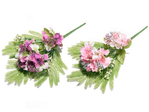 Sprig of artificial hydrangea and small flowers