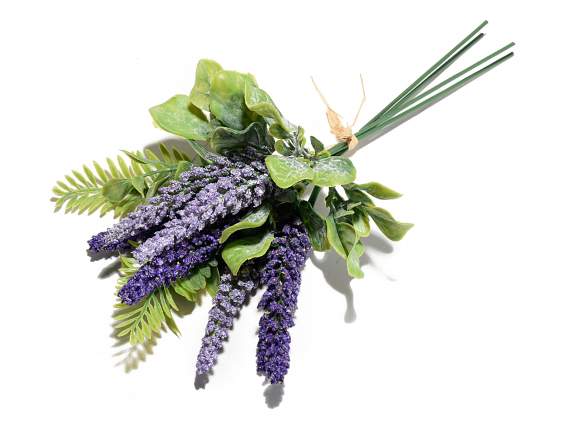 Artificial lavender bouquet with raffia bow