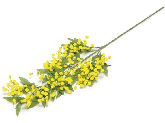 Artificial mimosa branch with woolly flower