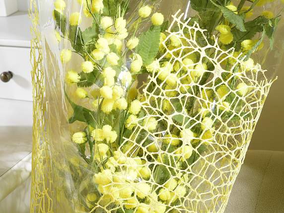 Artificial mimosa branch with woolly flower