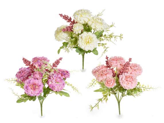 Fabric bouquet of zinnias and artificial wildflowers