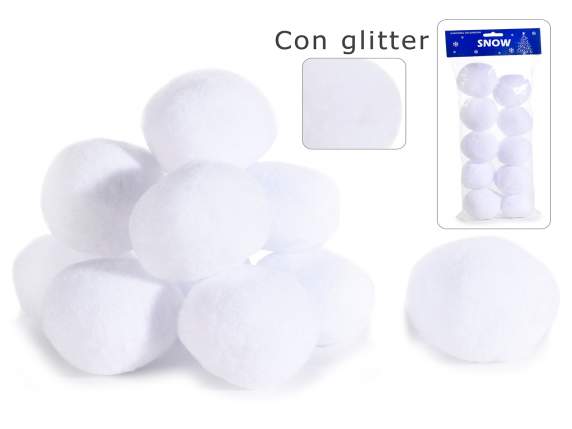 Pack of 10 polyester glitter snowballs