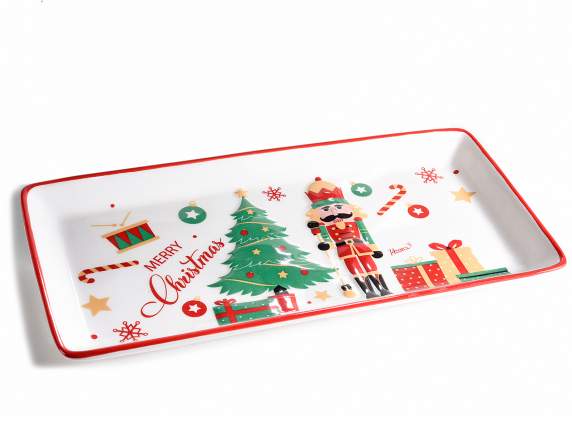 Assiette de Noël en céramique avec décorations en relief