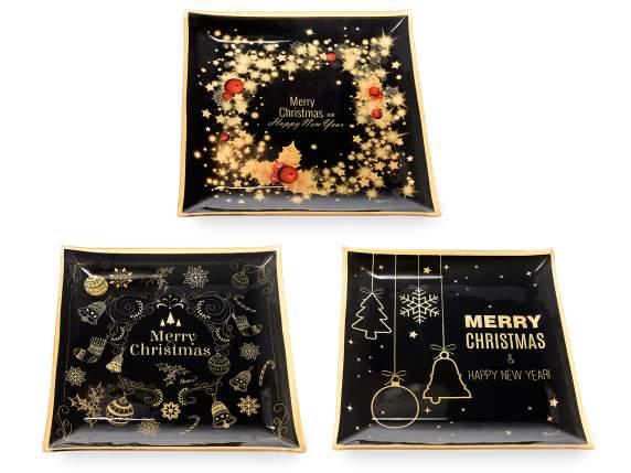 Assiette de Noël carrée en verre