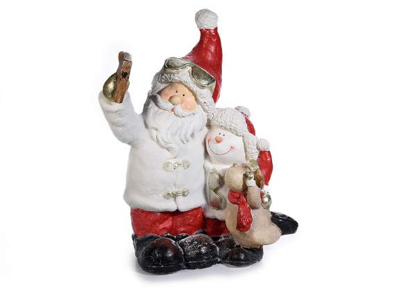 Babbo Natale, pupazzo, renna in ceramica che si fanno selfie
