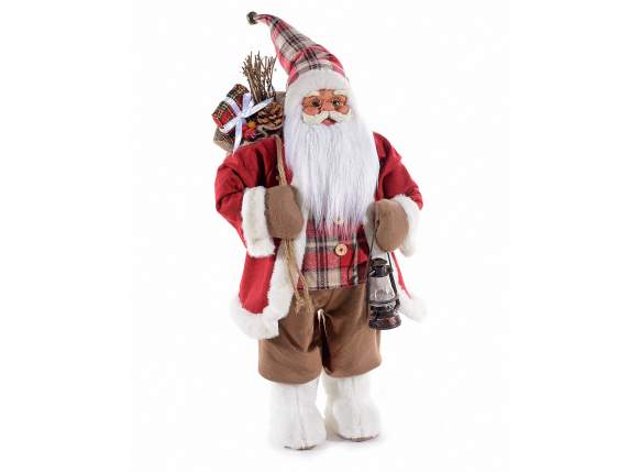Babbo Natale abito in stoffa e eco-pelliccia con sacco doni