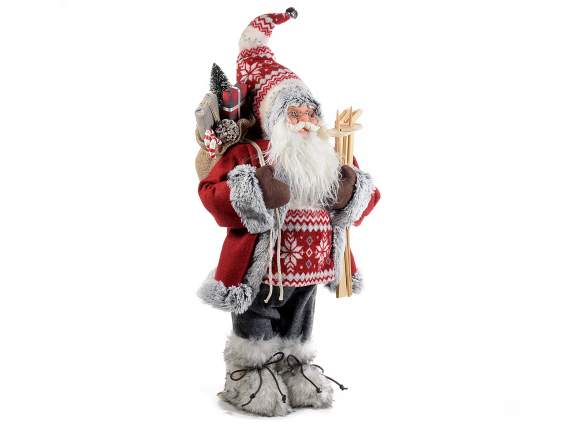 Babbo Natale abito rosso c/dettagli eco-fur sacco doni