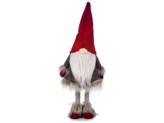 Babbo Natale dondolante stoffa, finto pelo, cappello peluche