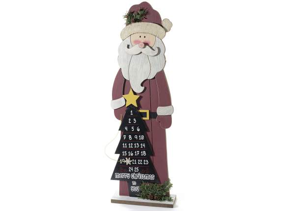 Babbo Natale in legno con calendario a forma di albero