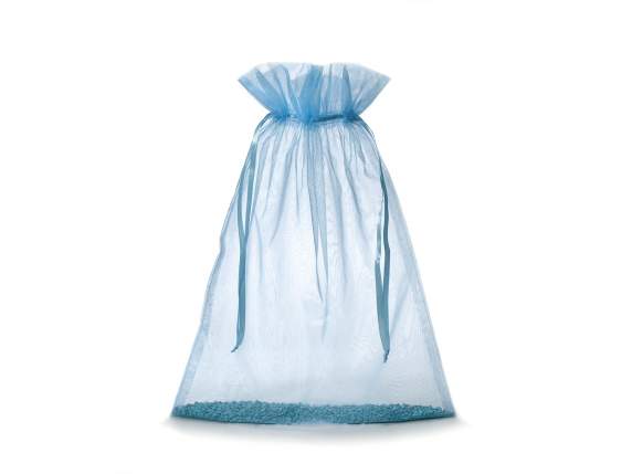 Baby blue organza bag 30x40 cm with tie