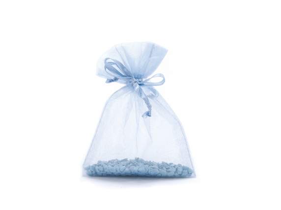 Baby blue organza bag 8x11 cm with tie